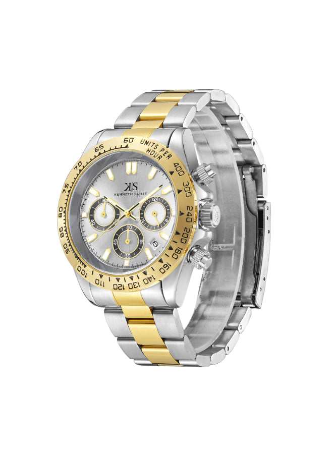 Kenneth Scott Men's Multi Function White Dial Watch - K23123-TBTW