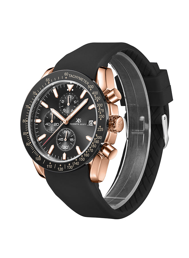 Kenneth Scott Men's Chrono & Multi Function Black Dial Watch - K23148-RSBB