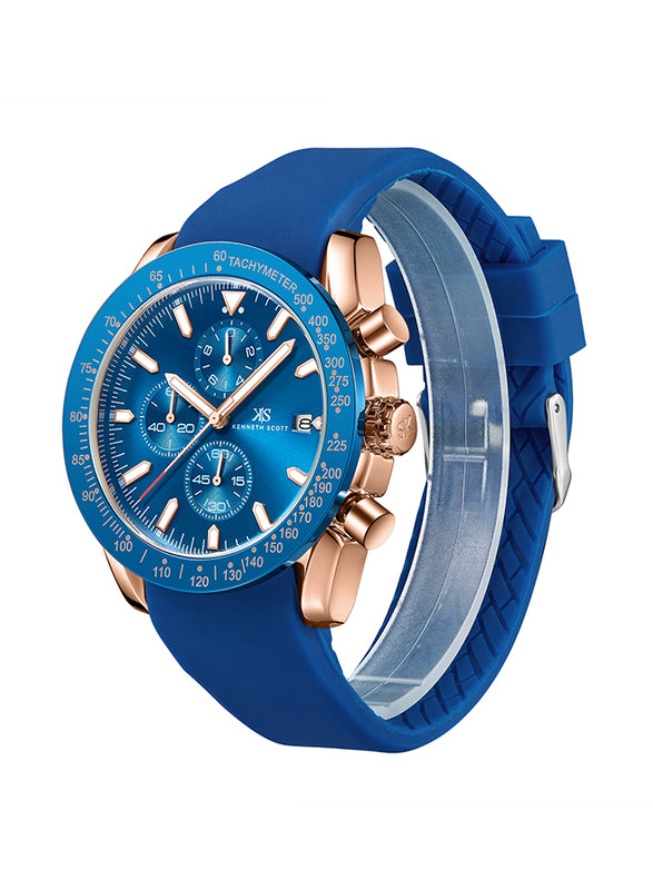 Kenneth Scott Men's Chrono & Multi Function Dark Blue Dial Watch - K23148-RSNN