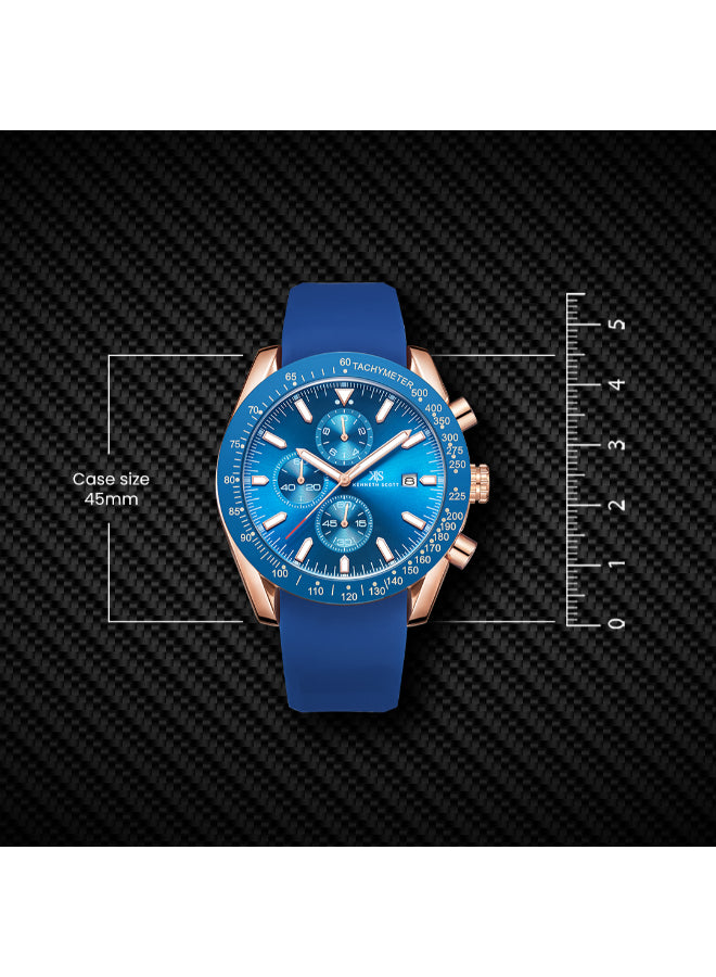 Kenneth Scott Men's Chrono & Multi Function Dark Blue Dial Watch - K23148-RSNN