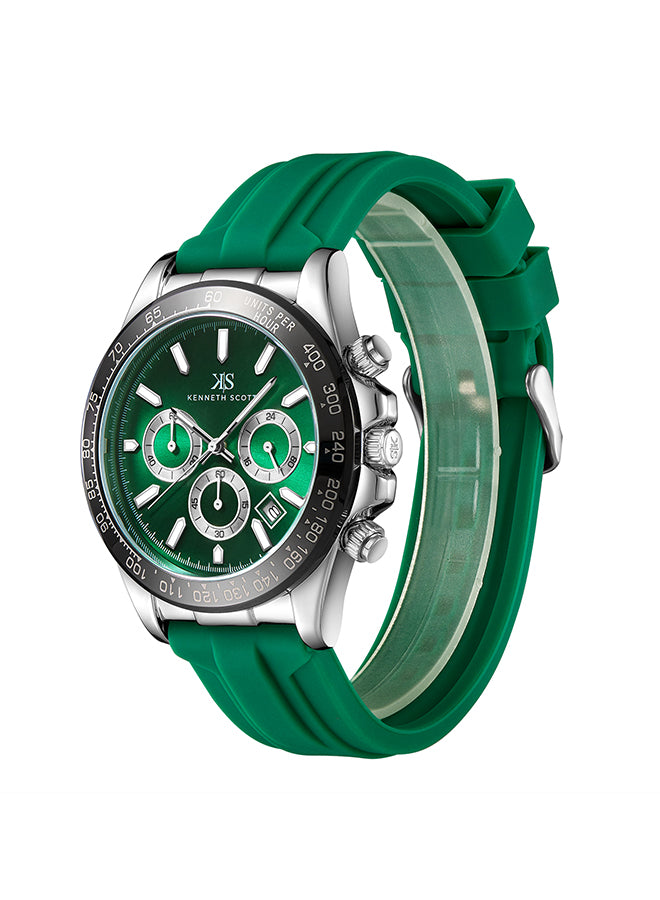 Kenneth Scott Men's Chrono & Multi Function Dark Green Dial Watch - K23149-SSHH