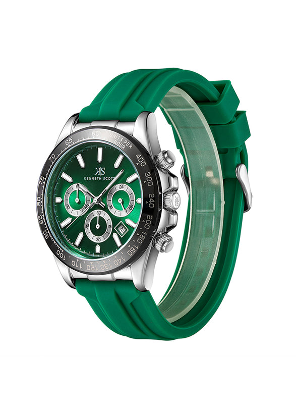Kenneth Scott Men's Chrono & Multi Function Dark Green Dial Watch - K23149-SSHH