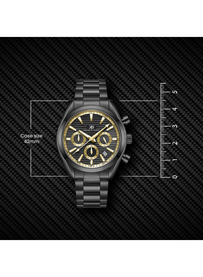 Kenneth Scott Men's Chrono & Multi Function Black Dial Watch - K23150-BBBBG