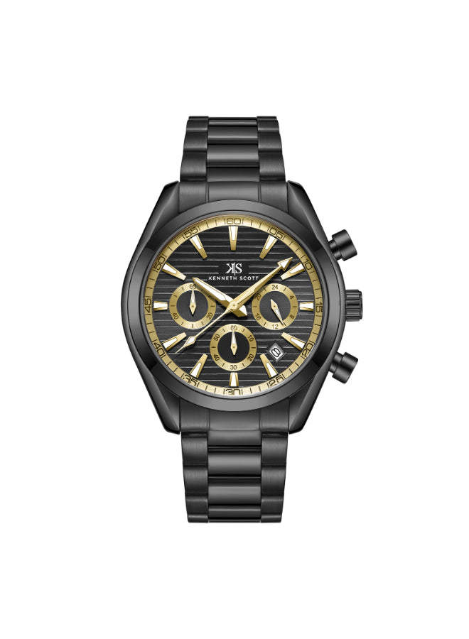 Kenneth Scott Men's Chrono & Multi Function Black Dial Watch - K23150-BBBBG