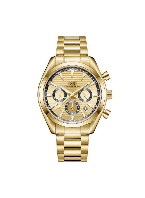 Kenneth Scott Men's Chrono & Multi Function Champagne Dial Watch - K23150-GBGC