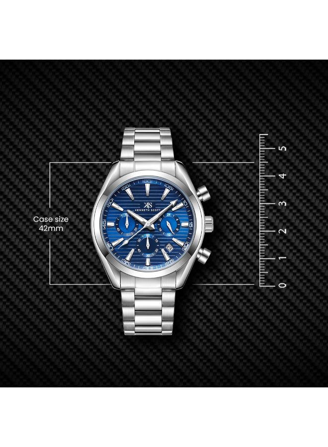 Kenneth Scott Men's Chrono & Multi Function Dark Blue Dial Watch - K23150-SBSN