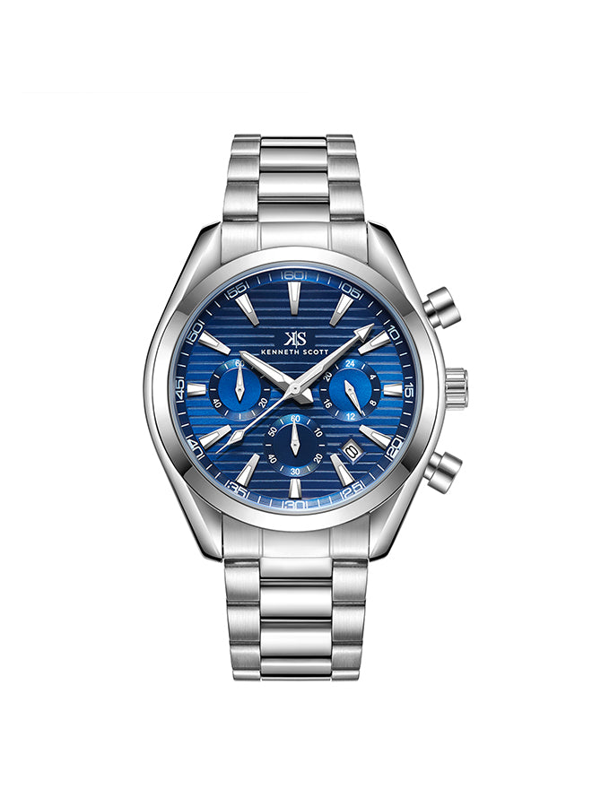 Kenneth Scott Men's Chrono & Multi Function Dark Blue Dial Watch - K23150-SBSN