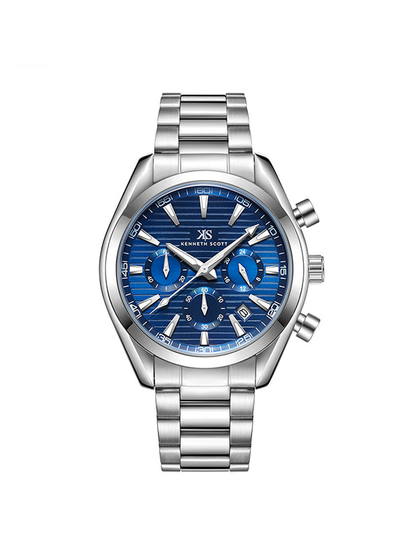 Kenneth Scott Men's Chrono & Multi Function Dark Blue Dial Watch - K23150-SBSN
