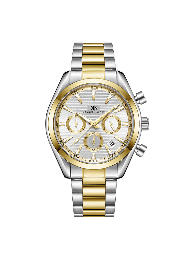 Kenneth Scott Men's Chrono & Multi Function White Dial Watch - K23150-TBTW