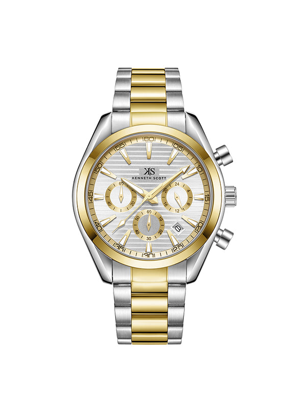 Kenneth Scott Men's Chrono & Multi Function White Dial Watch - K23150-TBTW