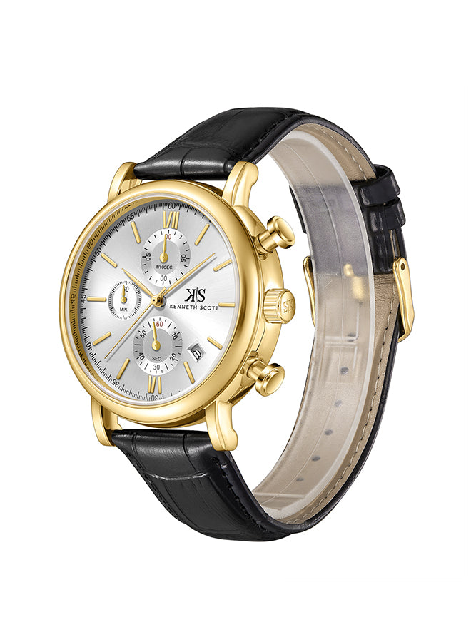 Kenneth Scott Men's Chrono & Multi Function White Dial Watch - K23151-GLBW