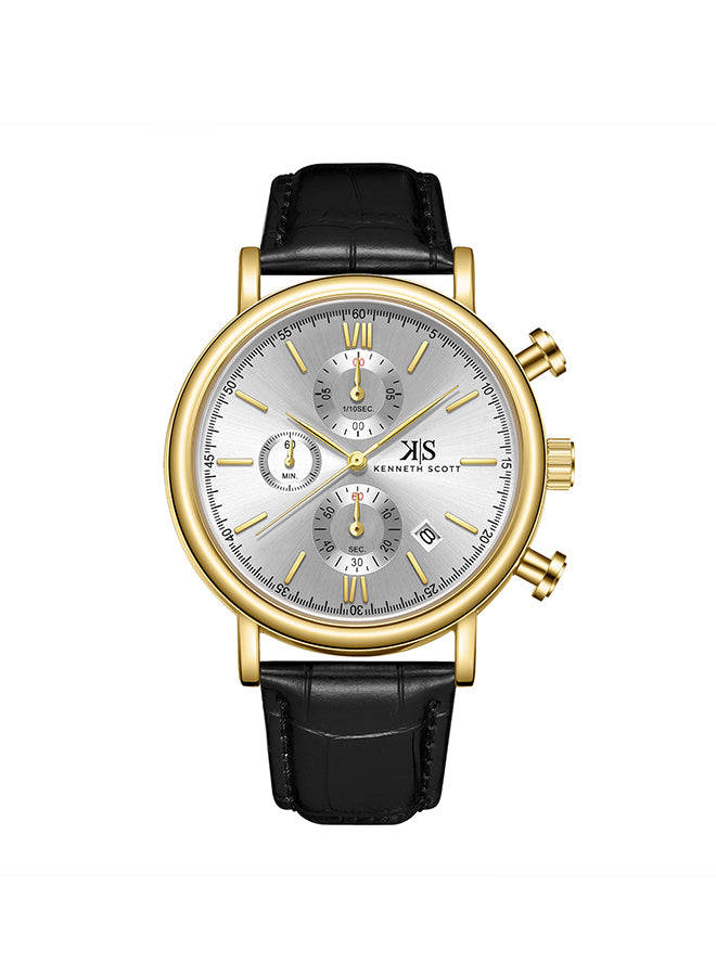Kenneth Scott Men's Chrono & Multi Function White Dial Watch - K23151-GLBW