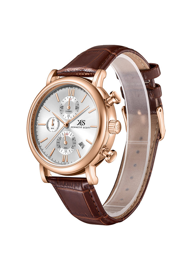 Kenneth Scott Men's Chrono & Multi Function White Dial Watch - K23151-RLDW
