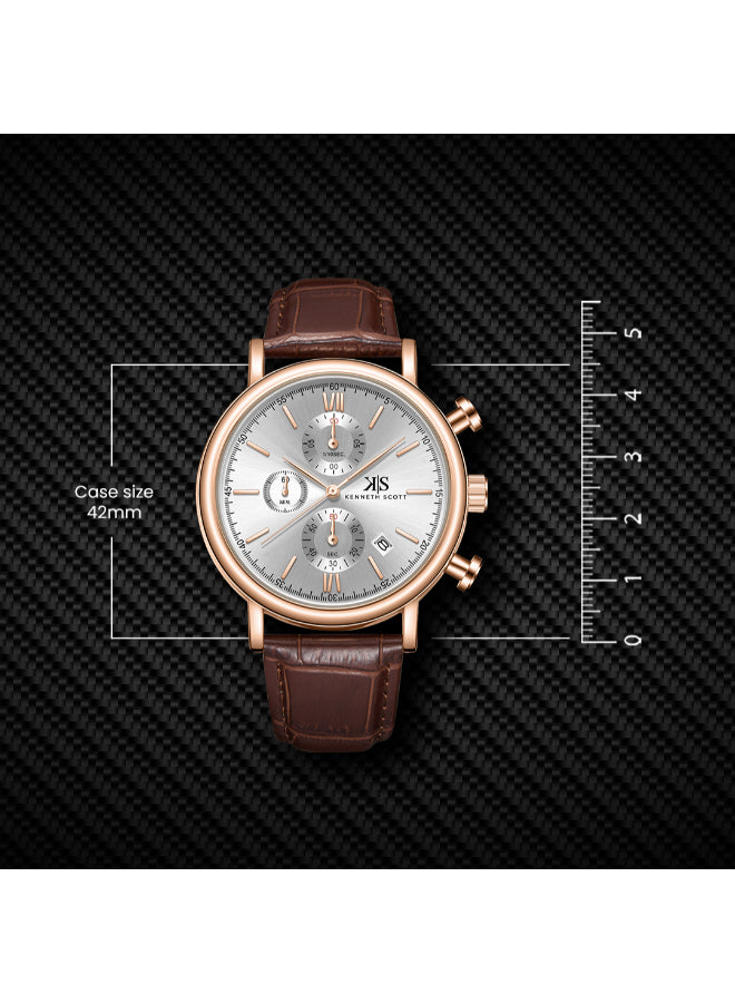 Kenneth Scott Men's Chrono & Multi Function White Dial Watch - K23151-RLDW