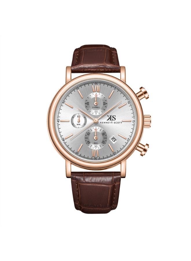 Kenneth Scott Men's Chrono & Multi Function White Dial Watch - K23151-RLDW