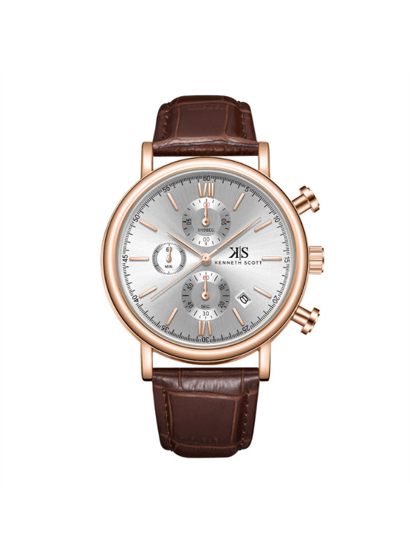 Kenneth Scott Men's Chrono & Multi Function White Dial Watch - K23151-RLDW