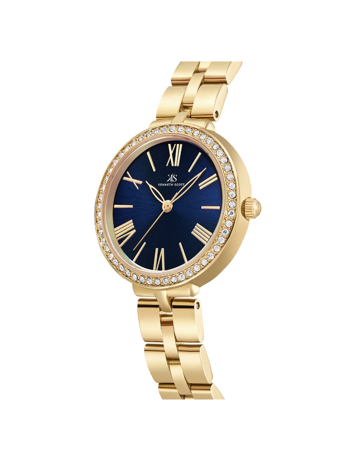 Kenneth Scott Women's Analog Blue Dial Watch - K23502-GBGN