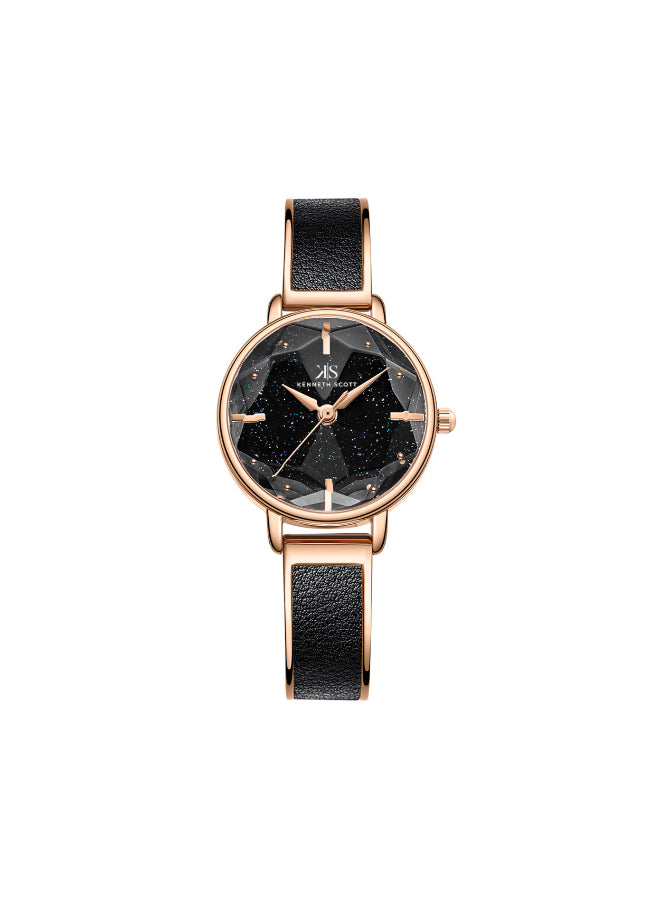 ساعة كينيث سكوت النسائية التناظرية ذات المينا السوداء - K23503-RBBB