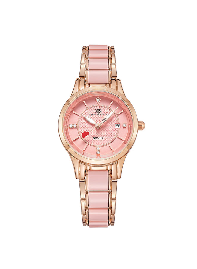 Kenneth Scott Women's Analog Pink Dial Watch - K23517-RCPP