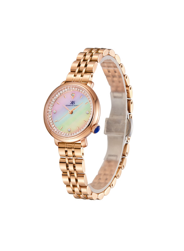ساعة كينيث سكوت النسائية التناظرية ذات المينا المصنوع من عرق اللؤلؤ - K23518-RBKM