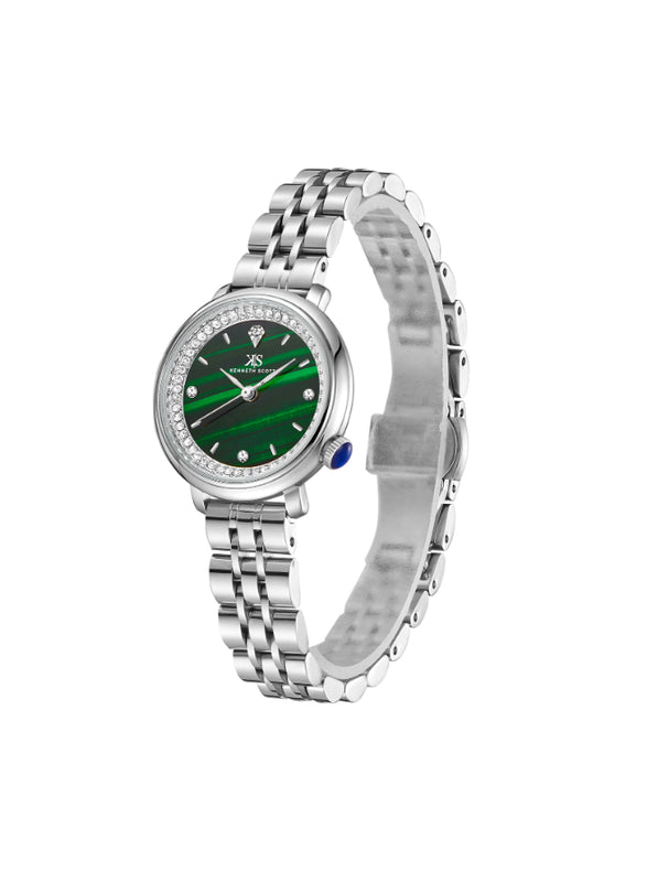 ساعة كينيث سكوت النسائية التناظرية ذات المينا الخضراء - K23518-SBSH