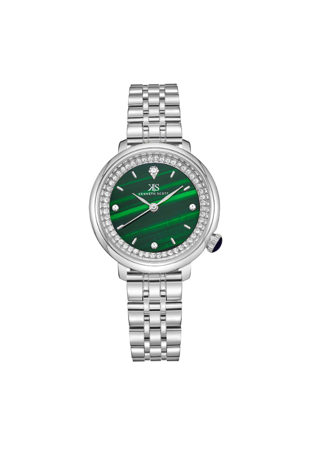 Kenneth Scott Women's Analog Green Dial Watch - K23518-SBSH
