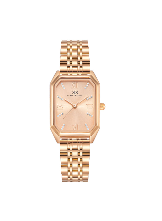 Kenneth Scott Women's Analog Rose Gold Dial Watch - K23519-RBKK