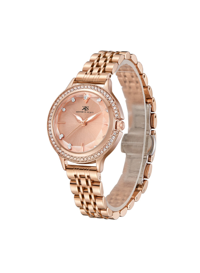 Kenneth Scott Women's Analog Rose Gold Dial Watch - K23521-RBKK
