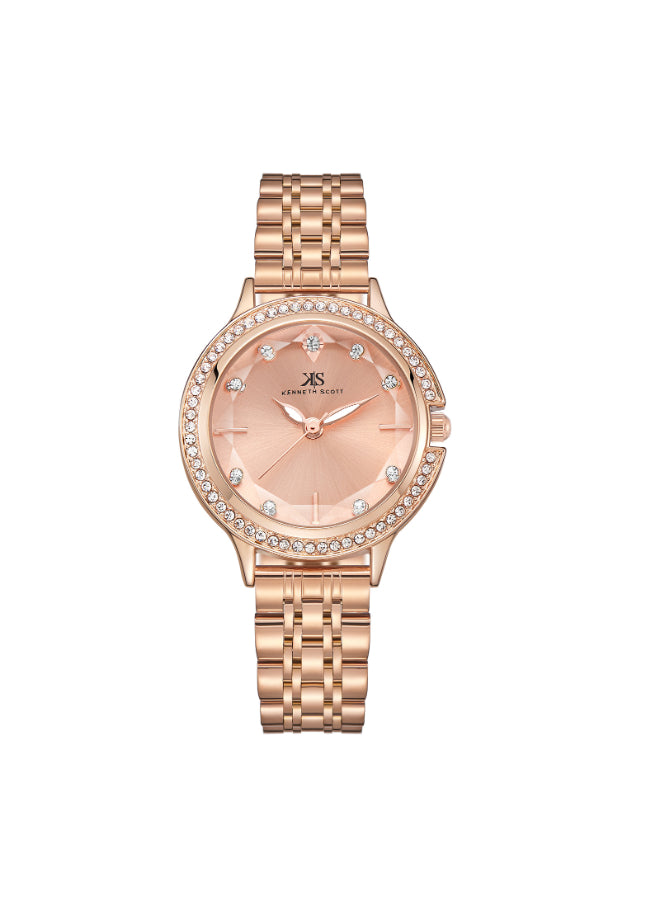 Kenneth Scott Women's Analog Rose Gold Dial Watch - K23521-RBKK