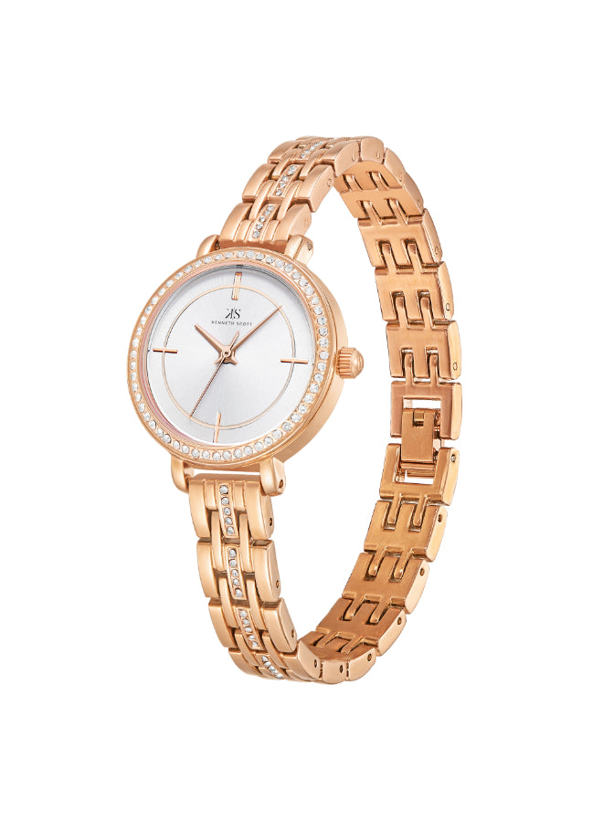 Kenneth Scott Women's Analog White Dial Watch - K23532-RBKW