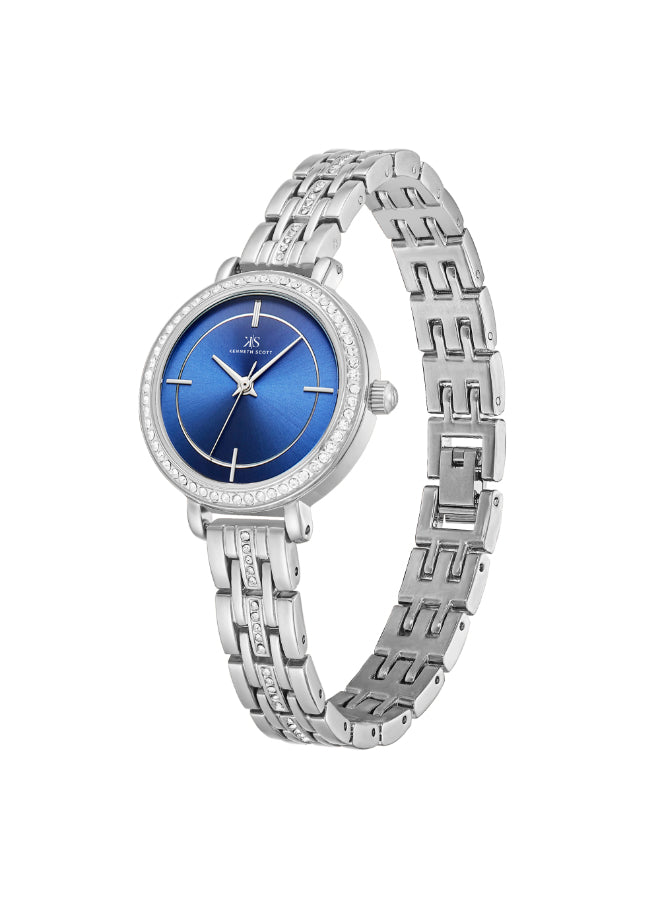 Kenneth Scott Women's Analog Blue Dial Watch - K23532-SBSN