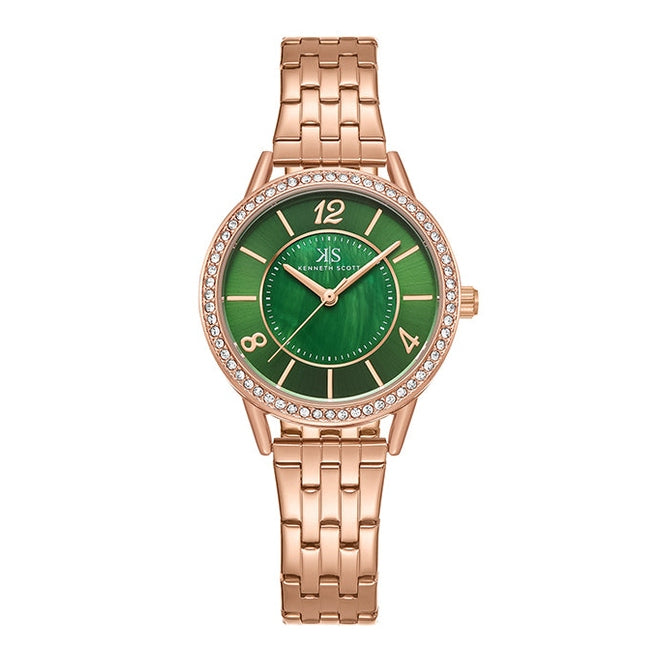 ساعة كينيث سكوت النسائية التناظرية ذات المينا الخضراء - K23537-RBKMG