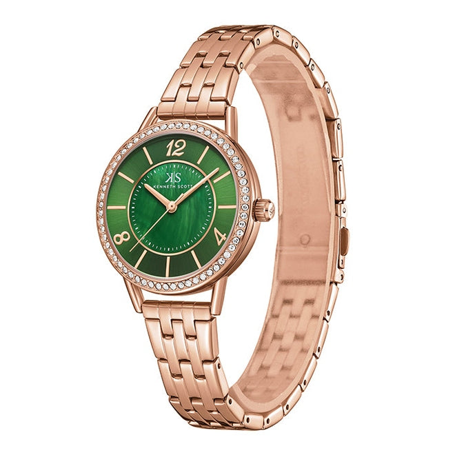 ساعة كينيث سكوت النسائية التناظرية ذات المينا الخضراء - K23537-RBKMG