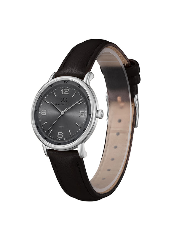 ساعة كينيث سكوت النسائية التناظرية ذات المينا الرمادية - K23540-SLBX