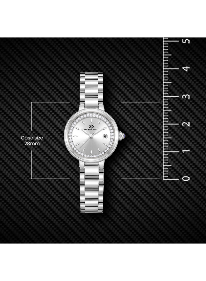 ساعة كينيث سكوت النسائية التناظرية ذات المينا الفضية - K23542-SBSS