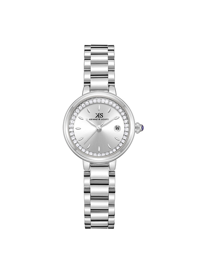 ساعة كينيث سكوت النسائية التناظرية ذات المينا الفضية - K23542-SBSS