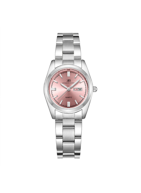 ساعة كينيث سكوت النسائية التناظرية ذات المينا الوردية - K23543-SBSP