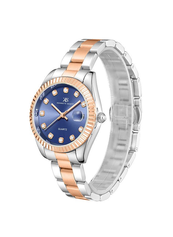 Kenneth Scott Women's Analog Dark Blue Dial Watch - K23546-KBKN