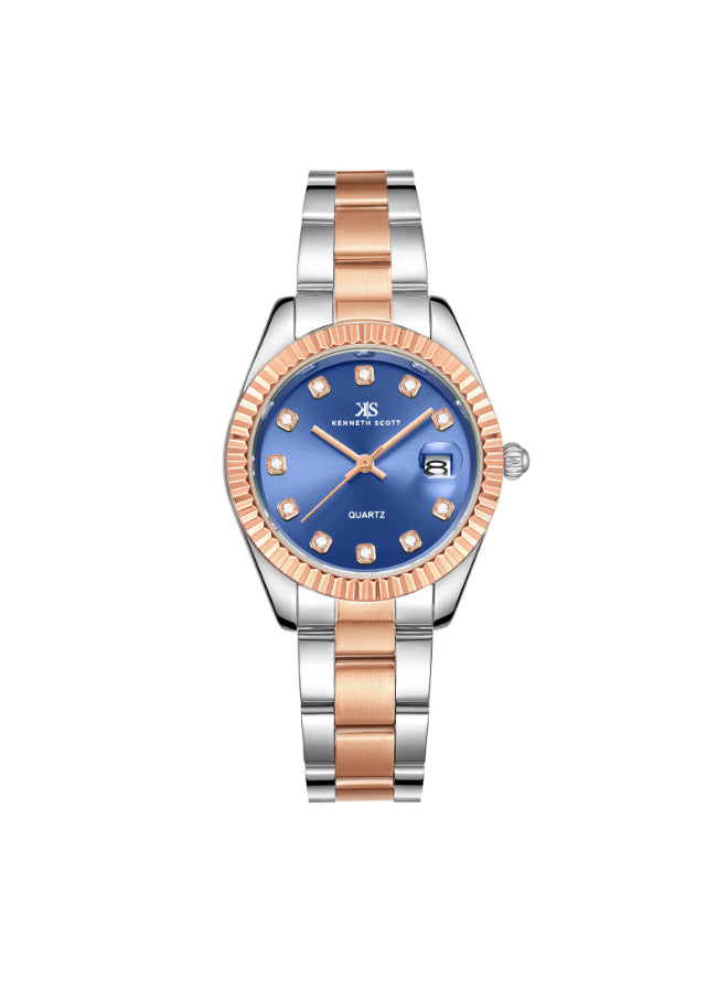 Kenneth Scott Women's Analog Dark Blue Dial Watch - K23546-KBKN
