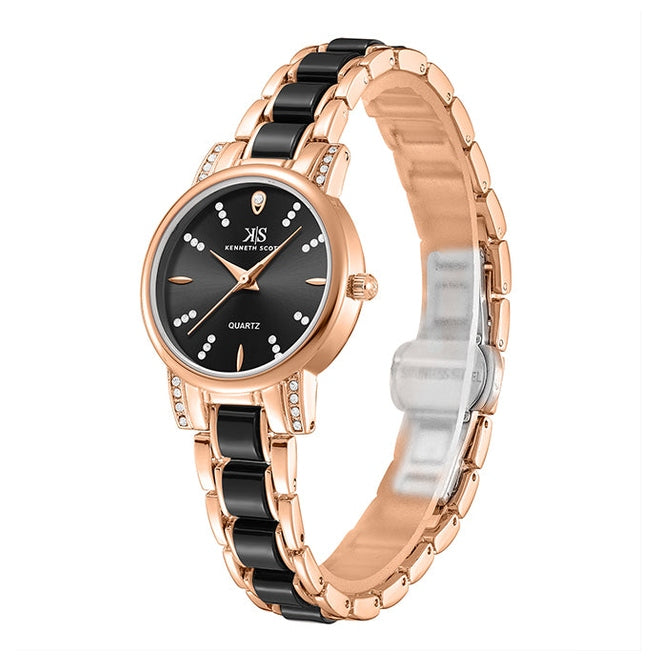 Kenneth Scott Women's Analog Black Dial Watch - K23547-KCBB