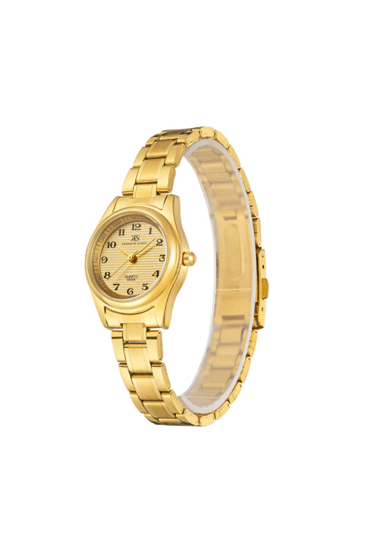 ساعة كينيث سكوت النسائية التناظرية ذات المينا بلون الشمبانيا - K23552-GBGC