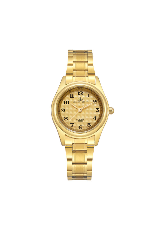 Kenneth Scott Women's Analog Champagne Dial Watch - K23552-GBGC