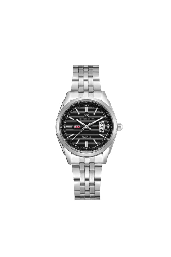 ساعة كينيث سكوت النسائية التناظرية ذات المينا السوداء - K23554-SBSB