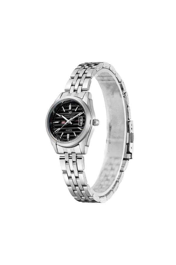 ساعة كينيث سكوت النسائية التناظرية ذات المينا السوداء - K23554-SBSB