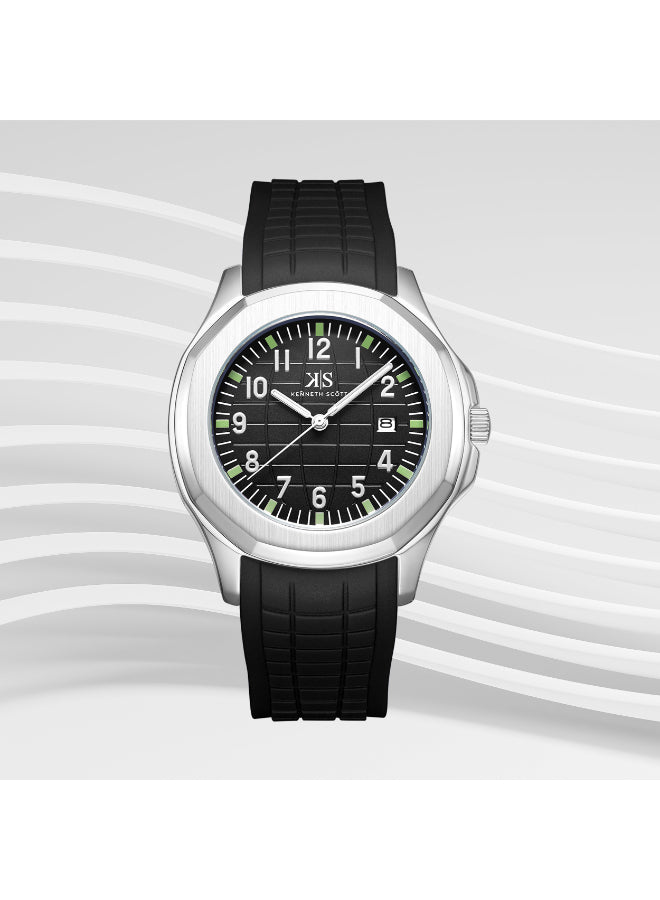 Kenneth Scott Men's Analog Black Dial Watch - K24014-SSBB