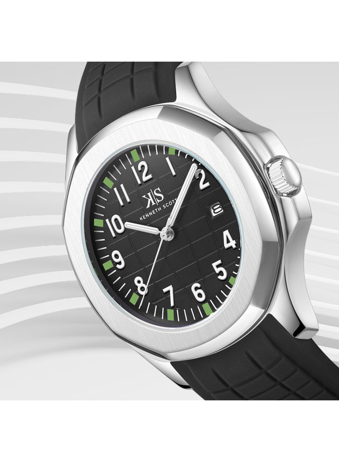 Kenneth Scott Men's Analog Black Dial Watch - K24014-SSBB