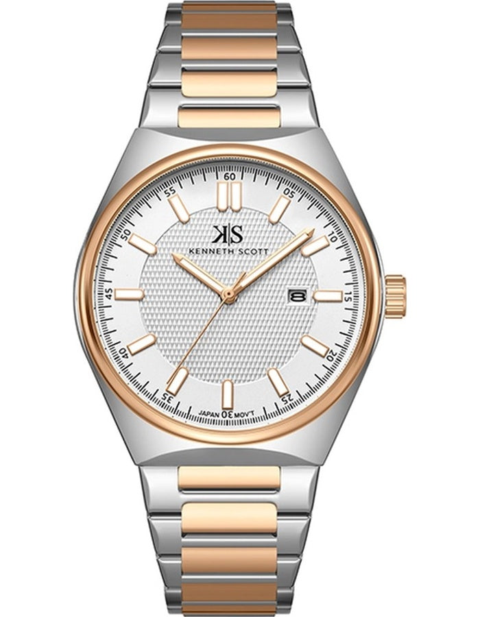 Kenneth Scott Men's Analog White Dial Watch - K24016-KBKW