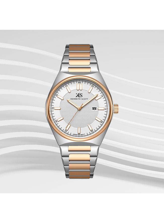 Kenneth Scott Men's Analog White Dial Watch - K24016-KBKW