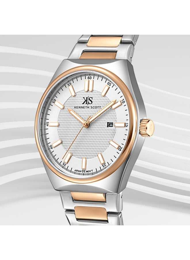 Kenneth Scott Men's Analog White Dial Watch - K24016-KBKW