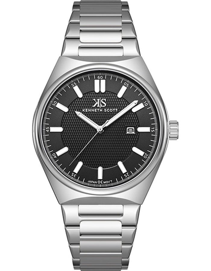 Kenneth Scott Men's Analog Black Dial Watch - K24016-SBSB
